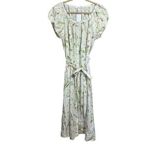 H&M Poplin Dress Short Sleeve Floral Print Women's Size Large NWT Girly Cottage